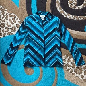 Style & Co. Blue and Black Chevron Button Down Shirt